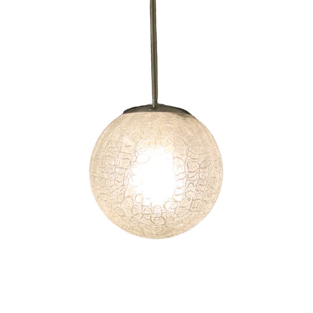 1940s Ceiling Pendant with Cracked Glass Dome, 1930s For Sale - Image 5 of 13