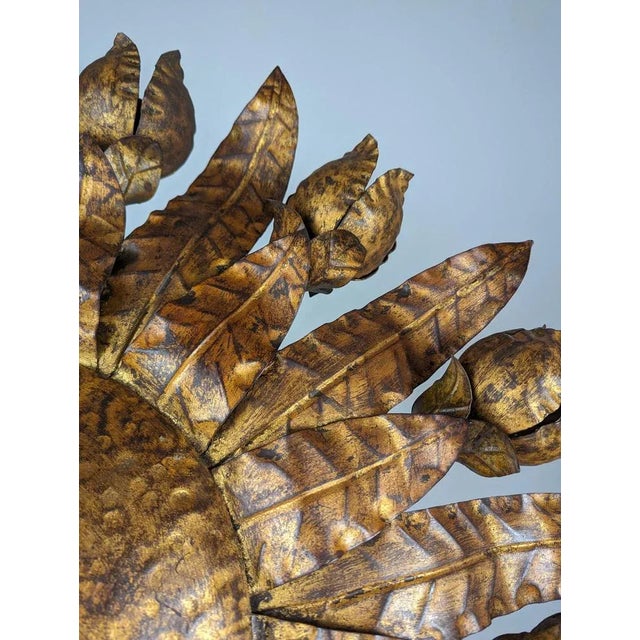 Large Gilt Floral Sun Lamp, 1950s For Sale - Image 4 of 11