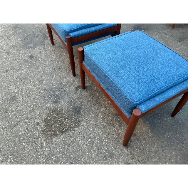 Mid Century Ottomans With Walnut Finish For Sale - Image 12 of 12