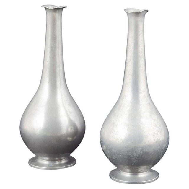 1940s Vintage Danish Pewter Vases by Just Andersen, 1940s., Set of 2 For Sale - Image 5 of 5