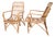 Pr. Coastal Style Mid 20th Century Bamboo Rattan Lounge Chairs For Sale