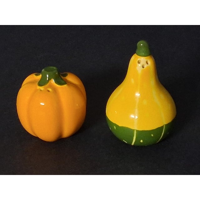 Pumpkin Vintage 1980s "Shades of Autumn" Ceramic Gourd & Pumpkin Salt & Pepper Shakers - A Pair For Sale - Image 8 of 10