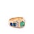 Sleek and classy Colombian Emerald ring with inlaid opals and diamond accents. Emerald-cut Emerald mounted in a 14k half...