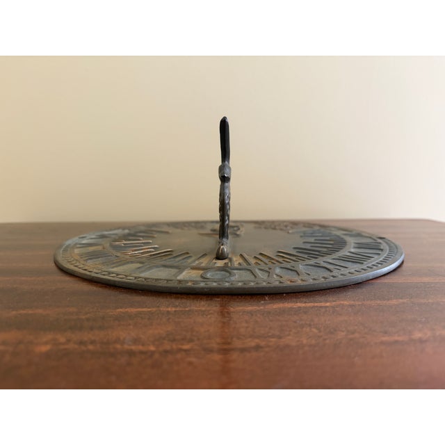 Late 20th Century Vintage English Country Iron Garden Sundial "Grow Old Along With Me" For Sale - Image 5 of 7