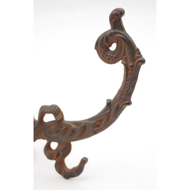 Antique Pair of Victorian Black Cast Iron Hall Tree Hooks For Sale - Image 4 of 7
