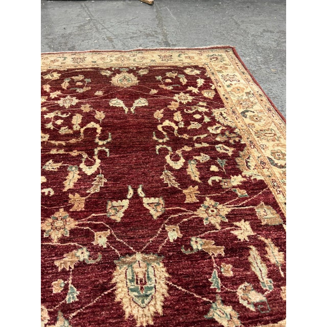 Burgundy 4ft 2in × 5ft 8in Pak-Veg Hand-Knotted Area Rug, Vintage For Sale - Image 8 of 12