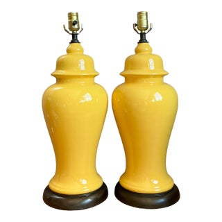Vintage Glazed Ceramic Ginger Jar Lamps - Set of 2 For Sale