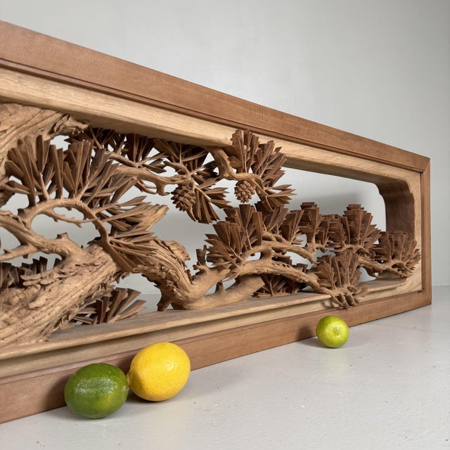 Large Japanese Pine Tree Carving, 1960s For Sale - Image 12 of 18