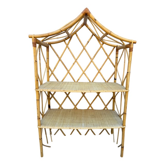 Vintage Swedish Rattan Shelf, 1960s For Sale