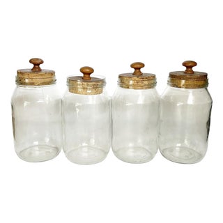 Glass Jars with Cork Stoppers, France, 1950s, Set of 4 For Sale