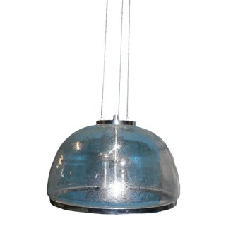 Vintage Chrome and Glass Dome Ceiling Lamp from Hustadt Leuchten, 1970s For Sale