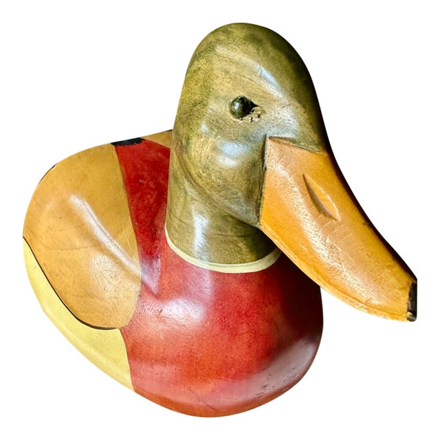 Vintage Wooden Duck Bookends For Sale
