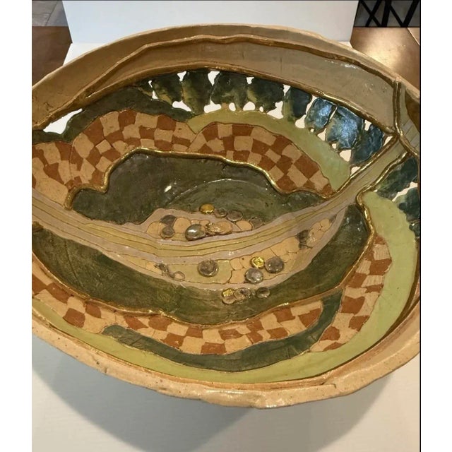 Large Handbuilt Studio Pottery Bowl by Karen Kappell – Sculptural Abstract Ceramic Art For Sale - Image 11 of 12