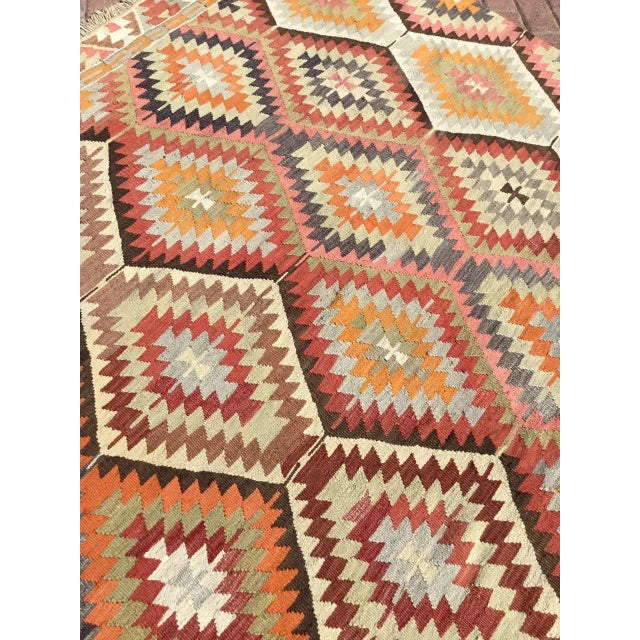 1960's Handwoven Flatweave Kilim - 75" X 113" For Sale - Image 4 of 11