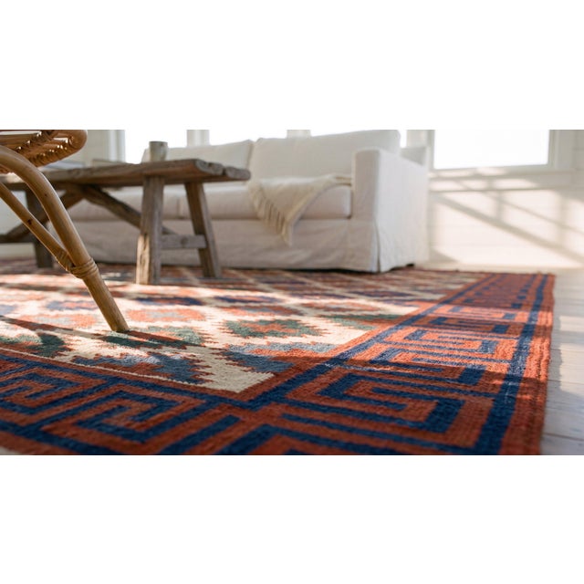 1940s Earth Tone Medallion Tribal Antique Dhurrie Kilim Cotton Rug 8' 9''x 13' 8'' Carpet For Sale - Image 11 of 11