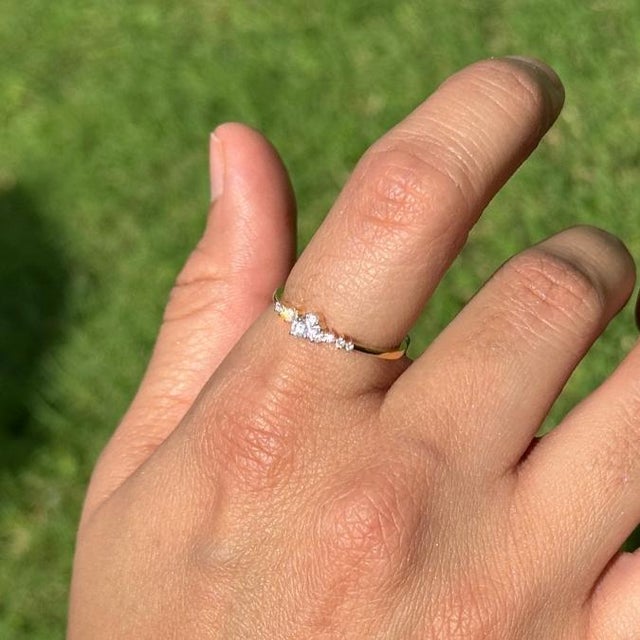Mexican Modernist Natural Diamond Cluster Stacking Ring Size 5.5 in 14k Yellow Gold For Sale - Image 3 of 15