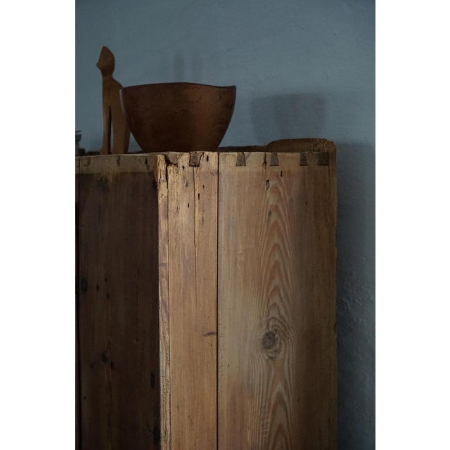 Antique Swedish Primitive Patinated Folk Art Cabinet in Pine, 1700s For Sale - Image 9 of 18