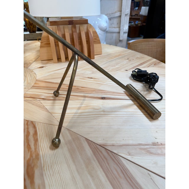 Mid 20th Century Modern Stilnovo Adjustable Black/White Brass Table Lamp For Sale In Los Angeles - Image 6 of 8