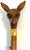 Brown German Black Forest Style Carved Deer Head Baton with Brass Mounts, Circa 1930s For Sale - Image 8 of 14