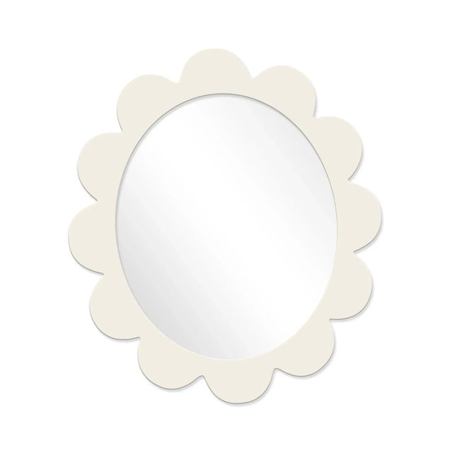 Contemporary Fleur Home Carnival Iris Oval Mirror in Swiss Coffee, 37x32 For Sale - Image 3 of 3