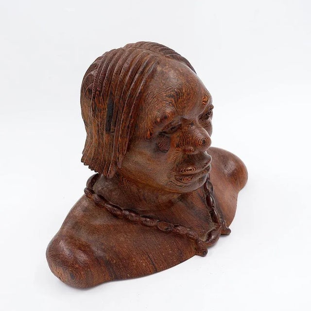 Bust of Joseph Bansimba Carved in Wenge, 20th Century For Sale - Image 3 of 16