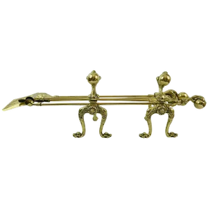 French Brass Fire and Dog Irons or Fire Tools, 19th Century