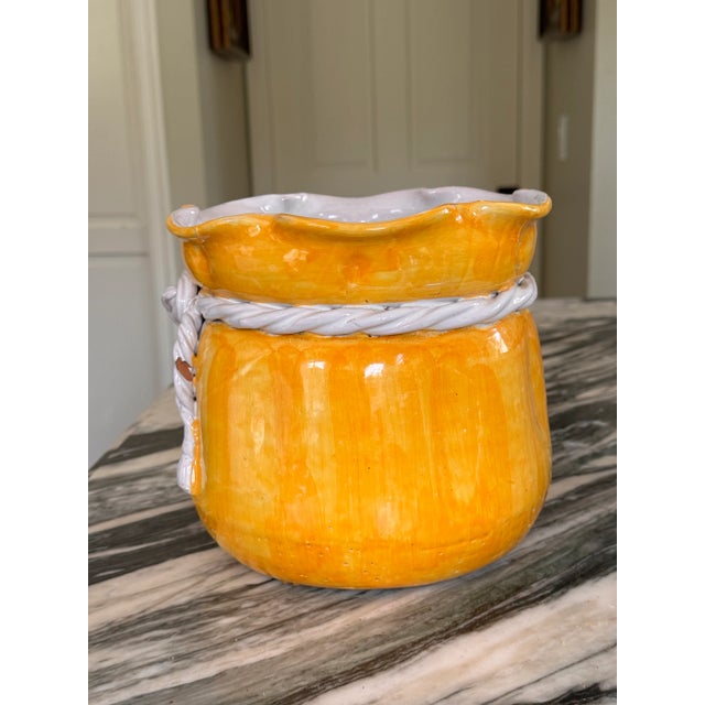 Ceramic Made in Italy Trompe L’Oleil Lemon Yellow Cache Pot For Sale - Image 7 of 12