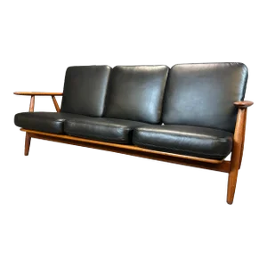 Vintage Danish Mid Century Modern "Cigar" Ge-240 Sofa by Hans Wagner for Getama