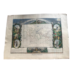 19th Century Hand Colored Map Engraving by Victor Lavasseur