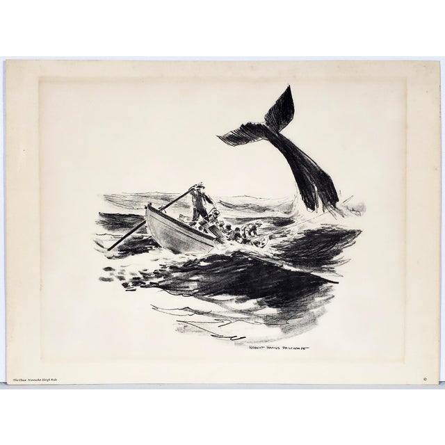 American Vintage Original Robert James Pailthorpe High Quality Prints of His Charcoal Drawings of Early Whaling For Sale - Image 3 of 11