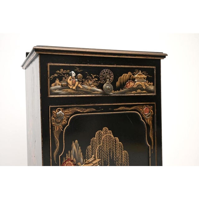 Antique Chinoiserie Lacquered Bedside Cabinet, 1900s For Sale - Image 9 of 12