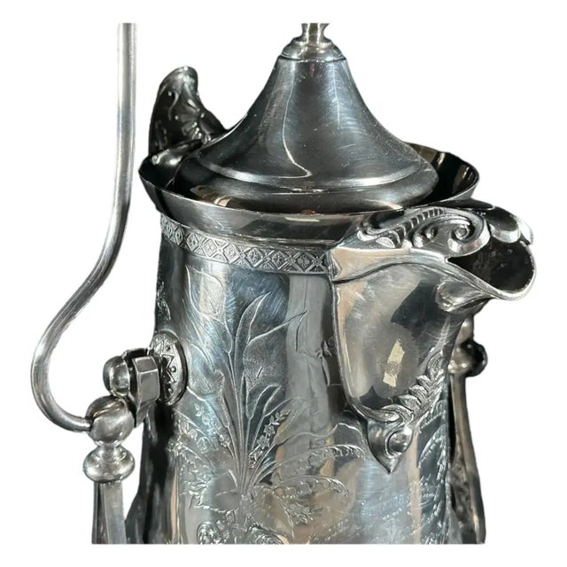 Victorian Wilcox Quadruple Plate (Silverplate) Tilting Pitcher and Stand, Circa 1878 For Sale - Image 3 of 12