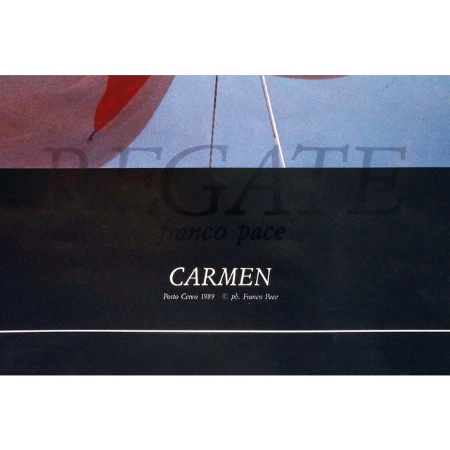 Contemporary 1989 Italian Sailing Poster, Carmen, Porto Cervo, Franco Pace For Sale - Image 3 of 5