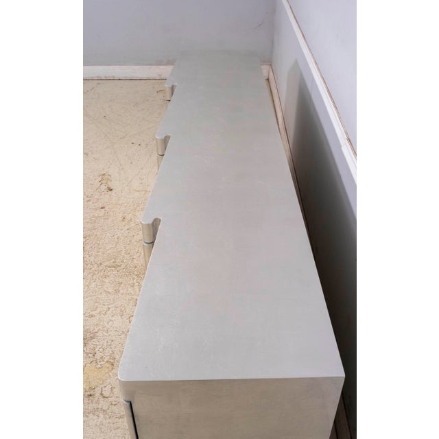 Traditional Custom Silver Leaf Finish Large 4 Door Credenza Sideboard For Sale - Image 3 of 18