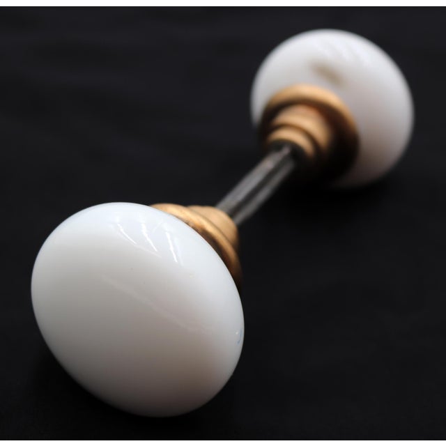 Traditional Pair of Vintage Round Milk Glass Door Knobs For Sale - Image 3 of 7