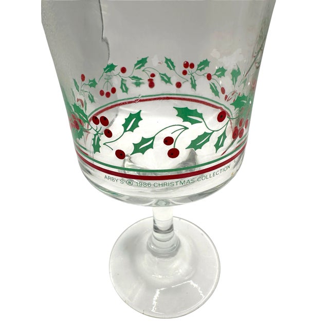 Glass Set of 4 Vintage Arby's Christmas Collection Wine Goblets - A Set of 4 For Sale - Image 7 of 11