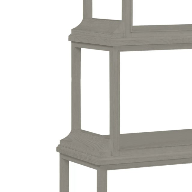 This is a made to order item with a 8-10 week lead time. The color is Benjamin Moore Chelsea Gray. A stately etagere of 5...
