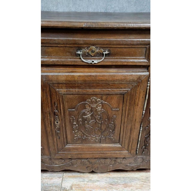 Antique Louis XV Sideboard in Carved Oak, 1750 For Sale - Image 5 of 7