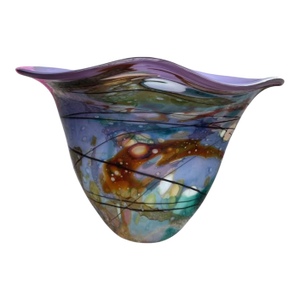 Hand Blown Art Glass Vase - John Gerletti Studio - Abstract Design 1989 - Signed