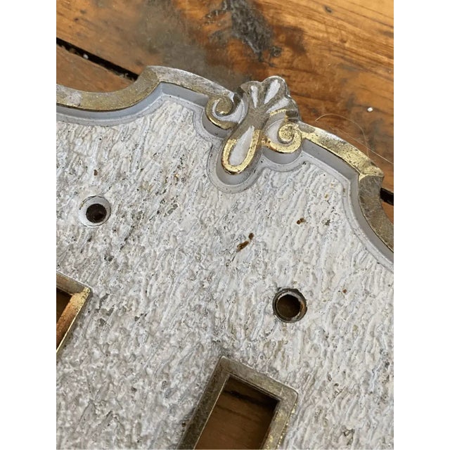 Mid 20th Century Vintage Brass French Provincial Bathroom Towel Bar & Electrical Cover - Set of 2 For Sale - Image 5 of 6