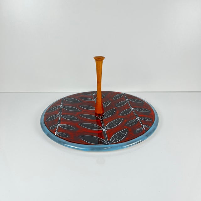 Blue Mid-Century Modern Italian Ceramic Tray with Handle, 1960s For Sale - Image 8 of 8