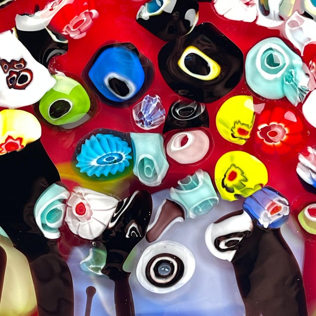 Red Large Vintage Murano Glass Vase Murrine, Italy, 1980s For Sale - Image 8 of 14