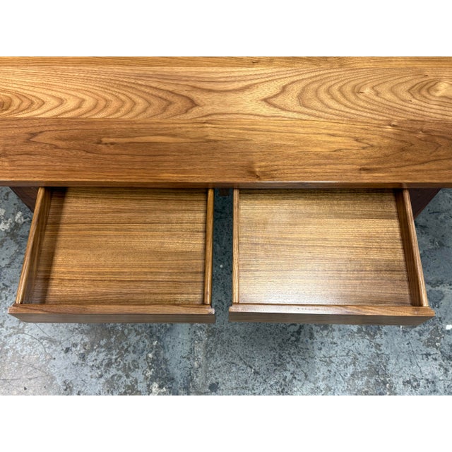 Mid-Century Modern Bespoke Walnut Writing Desk For Sale - Image 4 of 12
