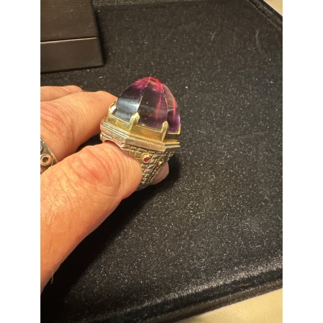 Gold - Silver and Large Amethyst Ring Palazzo Ii Model from Jean Boggio For Sale - Image 6 of 9
