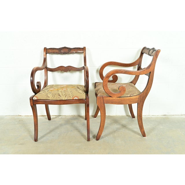 Kindel Furniture Style Regency Carved Solid Mahogany Dining Chairs, Set of Six For Sale In South Bend - Image 6 of 15