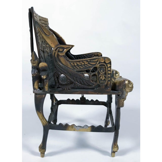 Vintage solid brass Egyptian King Tut sculpture with unique detailing. Unsigned. Would make a wonderful decorative object,...