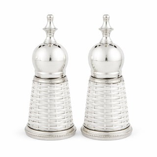 White Wicker Salt and Pepper Shaker For Sale