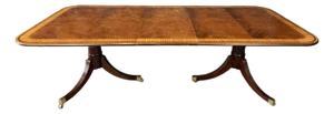 Late 20th Century Baker Furniture Stately Homes Collection Georgian Flamed Mahogany Dining Table With Leaf