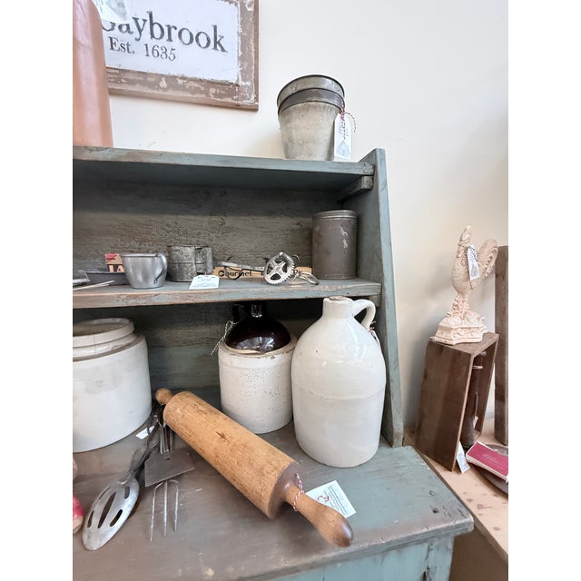 Wood Mid 19th Century Antique Pine Hutch With Original Paint For Sale - Image 7 of 11