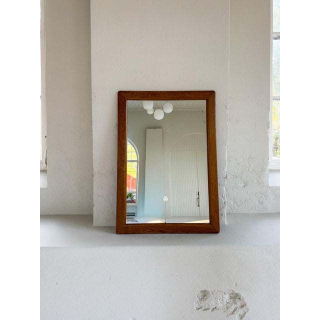 Vintage Oak and Crystal Glass Wall Mirror, Sweden, 1960s For Sale - Image 3 of 17